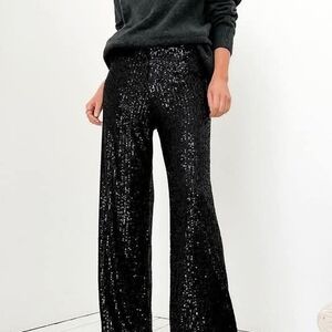 Black Sequin Women's Pants